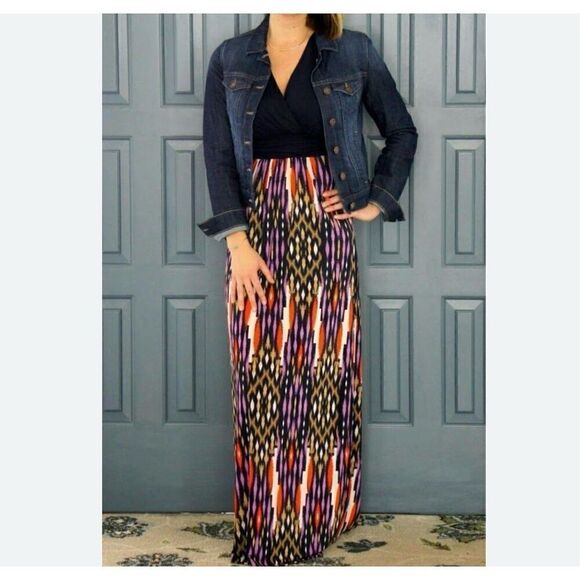 Gilli Sima VNeck 3/4 Sleeve Printed Maxi Dress, large - Picture 15 of 16
